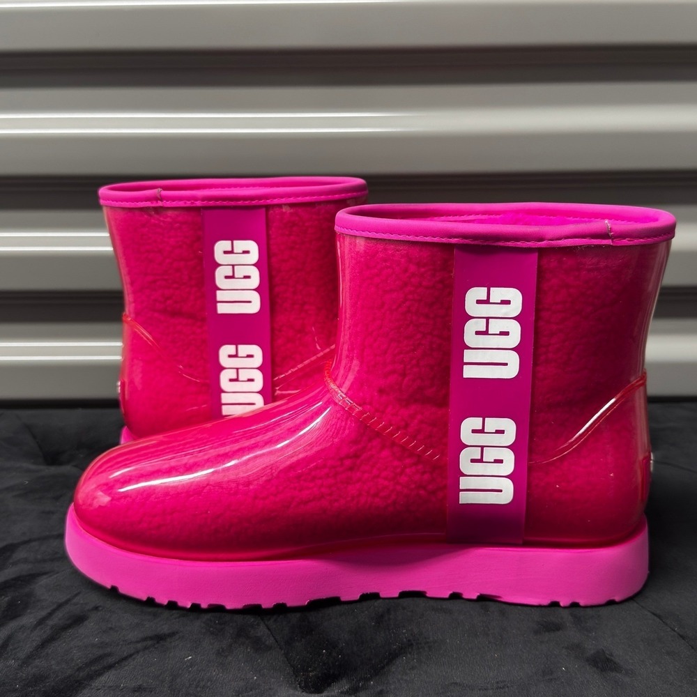 UGG Classic Clear Mini Rock Rose Pink Waterproof Boots 1113190 Womens 8 - Picture 2 of 8